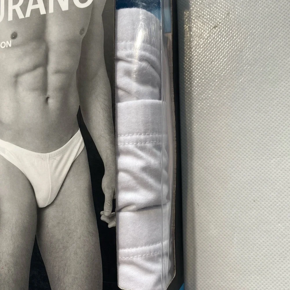 NEW Men's Murano Solid Cotton Bikini Briefs White 3 Pack